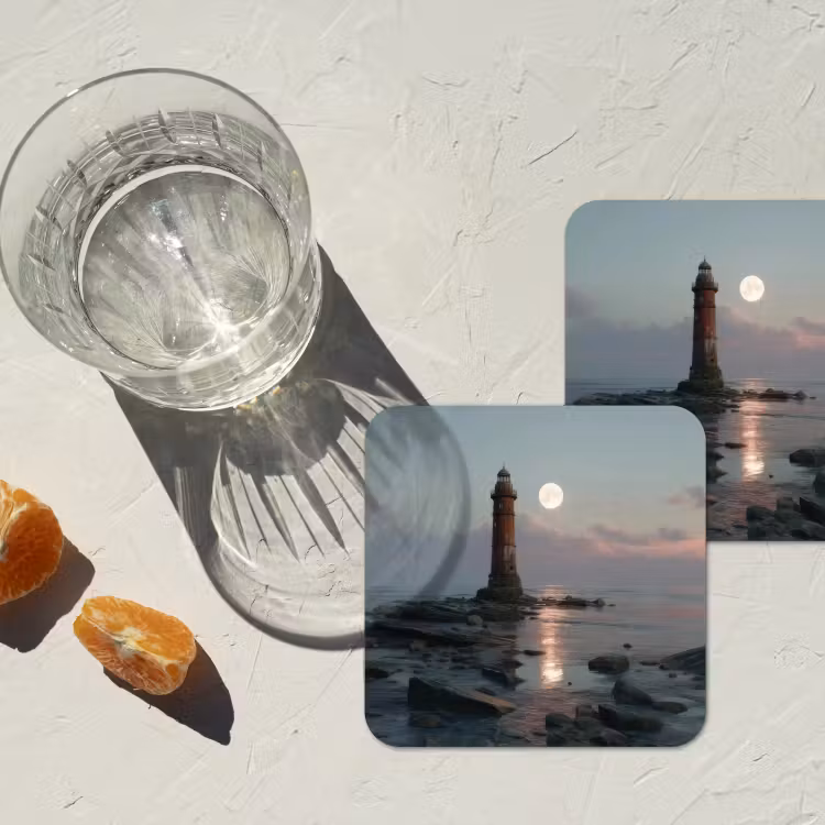 Onderzetter - Vuurtoren - Stenen - Water - Maan — 3