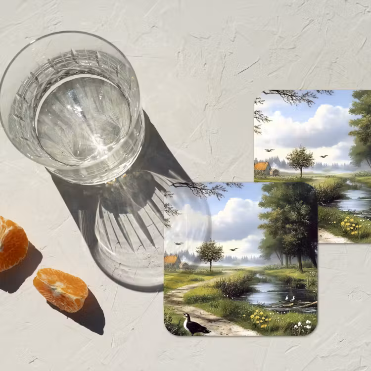Onderzetter - Zandpad - Groen landschap - Water — 3