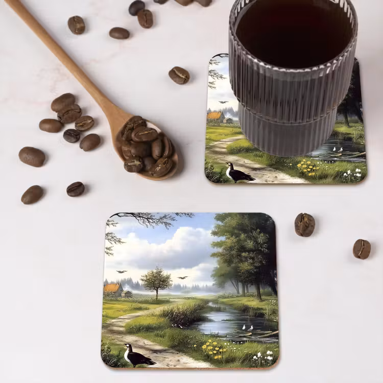 Onderzetter - Zandpad - Groen landschap - Water — 4