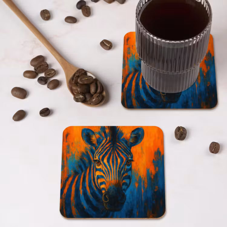 Onderzetter - Zebra - Abstract - Blauw — 4