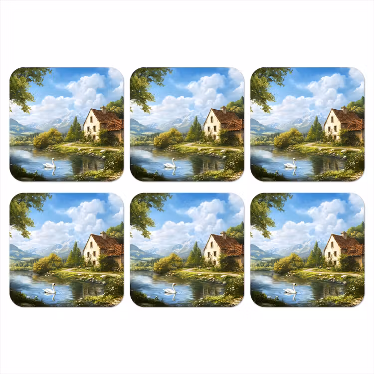 Onderzetter - Zwaan - Bomen - Rust — 1