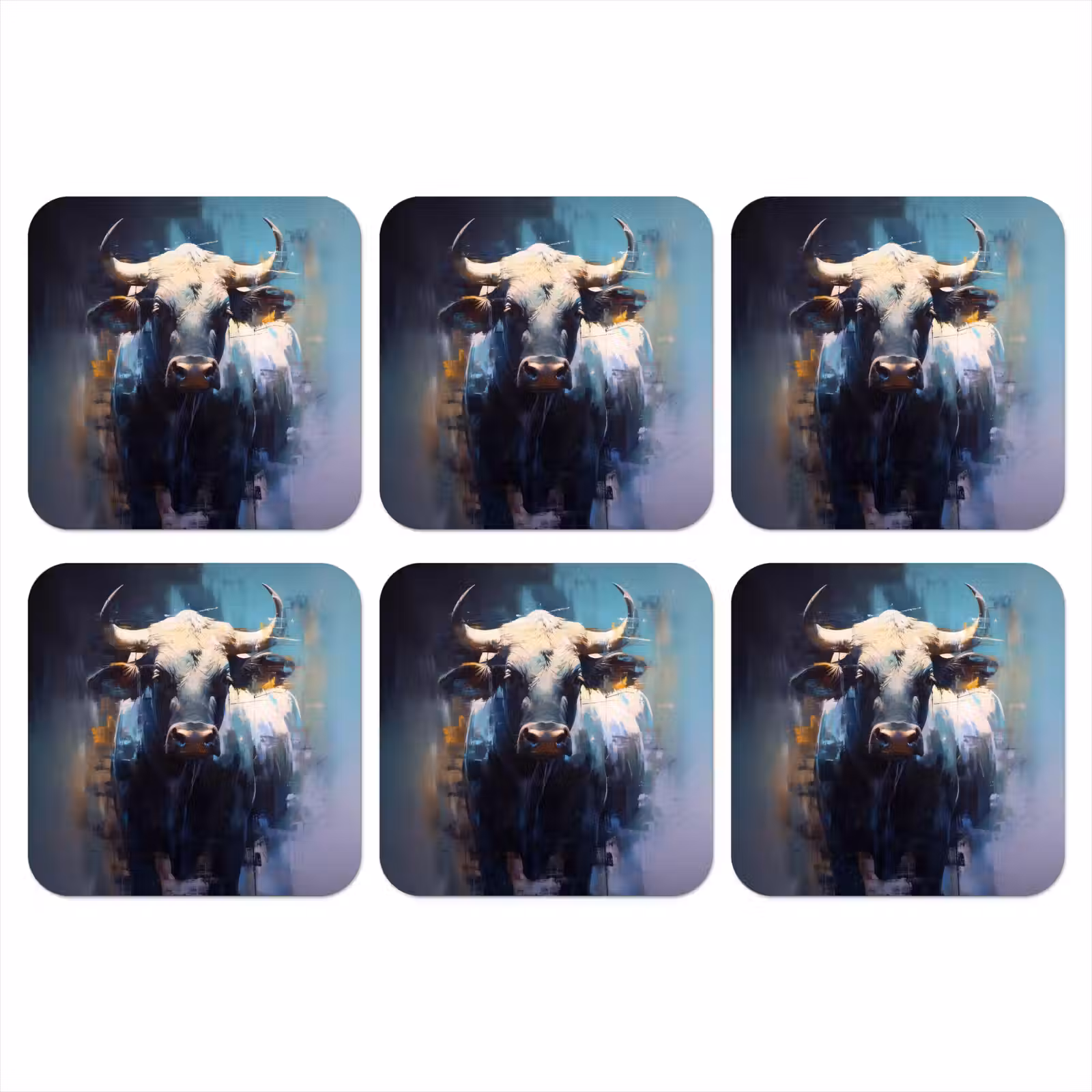 Onderzetter - Stier - Zwart - Abstract - Horens — 1