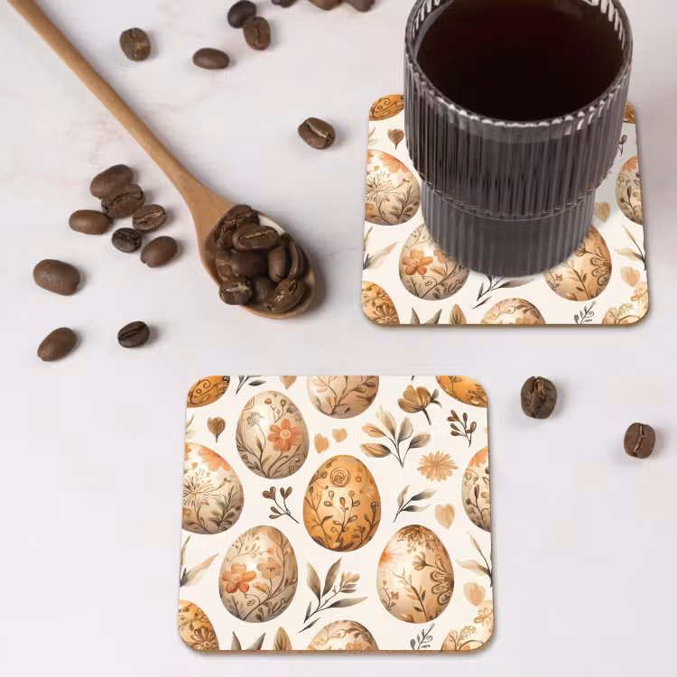 Onderzetter - Paaseieren - Bruin - Bloemen — 4