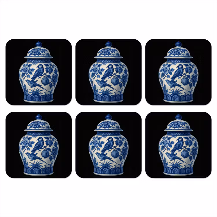 Onderzetter - Pot - Delfts Blauw - Bloemen — 1