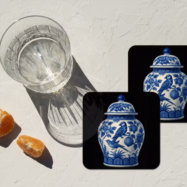 Onderzetter - Pot - Delfts Blauw - Bloemen — 3