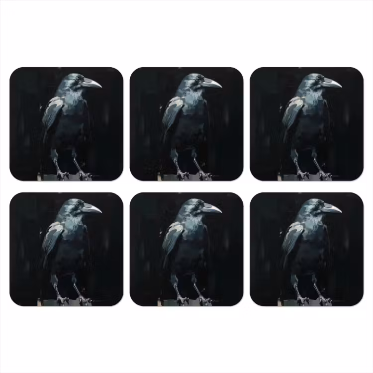 Onderzetter - Raaf - Vogels - Zwart — 1