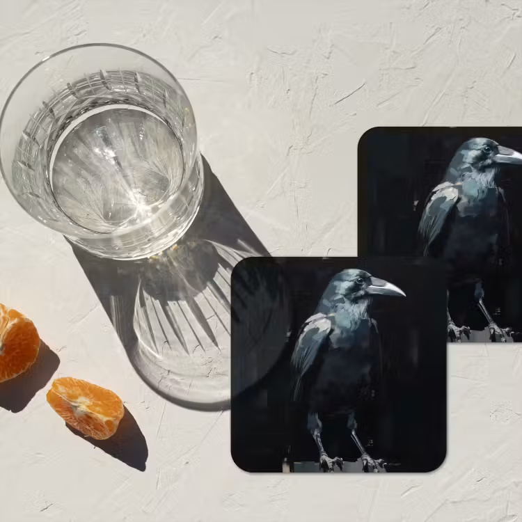 Onderzetter - Raaf - Vogels - Zwart — 3