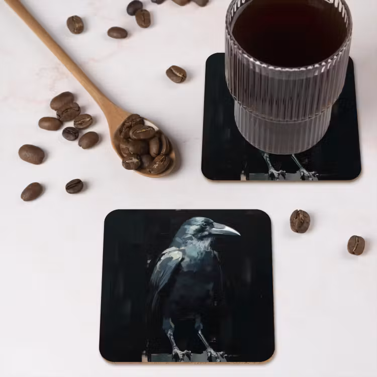 Onderzetter - Raaf - Vogels - Zwart — 4
