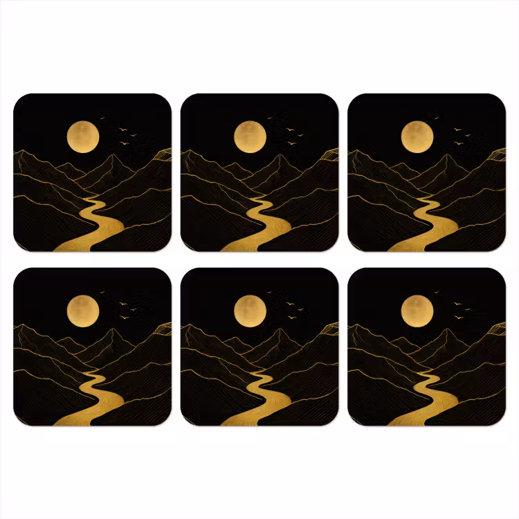 Onderzetter - Rivier - Goud - Maan - Vogels — 1
