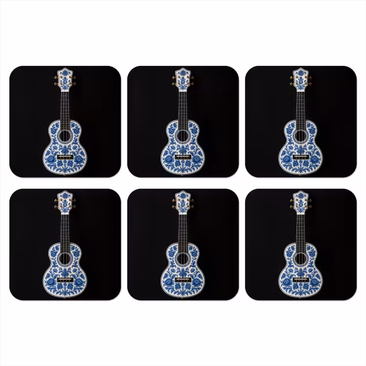 Onderzetter - Ukelele - Delfts - Blauw - Muziek — 1