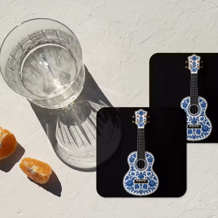 Onderzetter - Ukelele - Delfts - Blauw - Muziek — 3