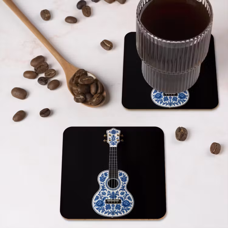 Onderzetter - Ukelele - Delfts - Blauw - Muziek — 4