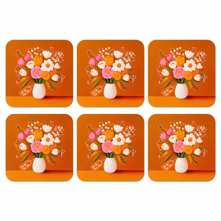 Onderzetter - Vaas - Bloemen - Oranje — 1