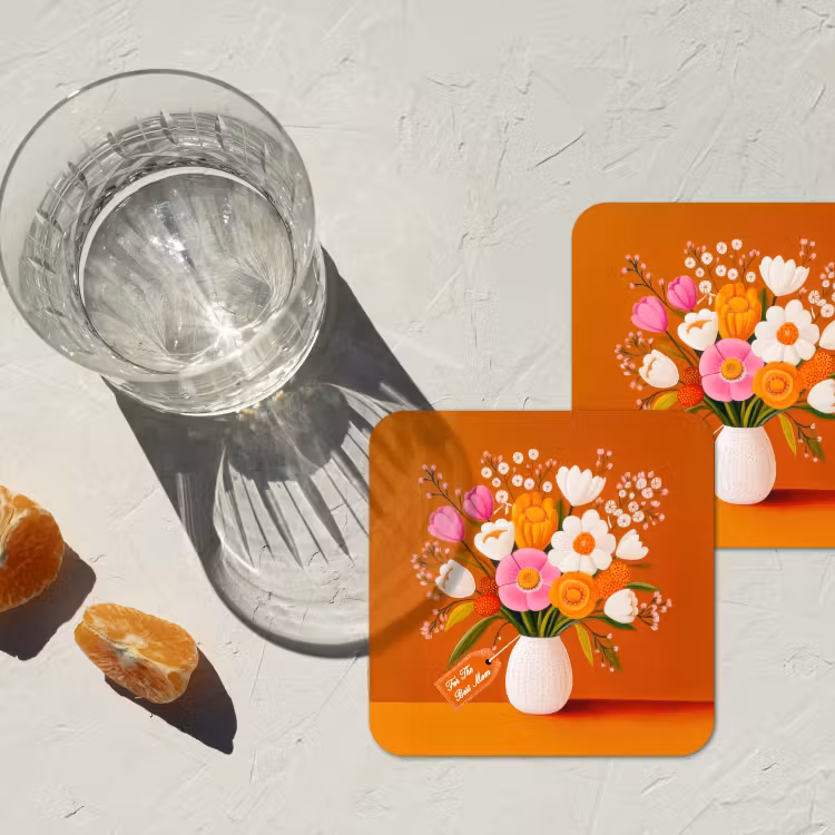 Onderzetter - Vaas - Bloemen - Oranje — 3