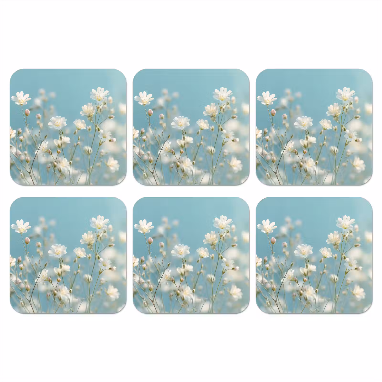 Onderzetter - Stängel – Blumen – Luft – Weiß — 1