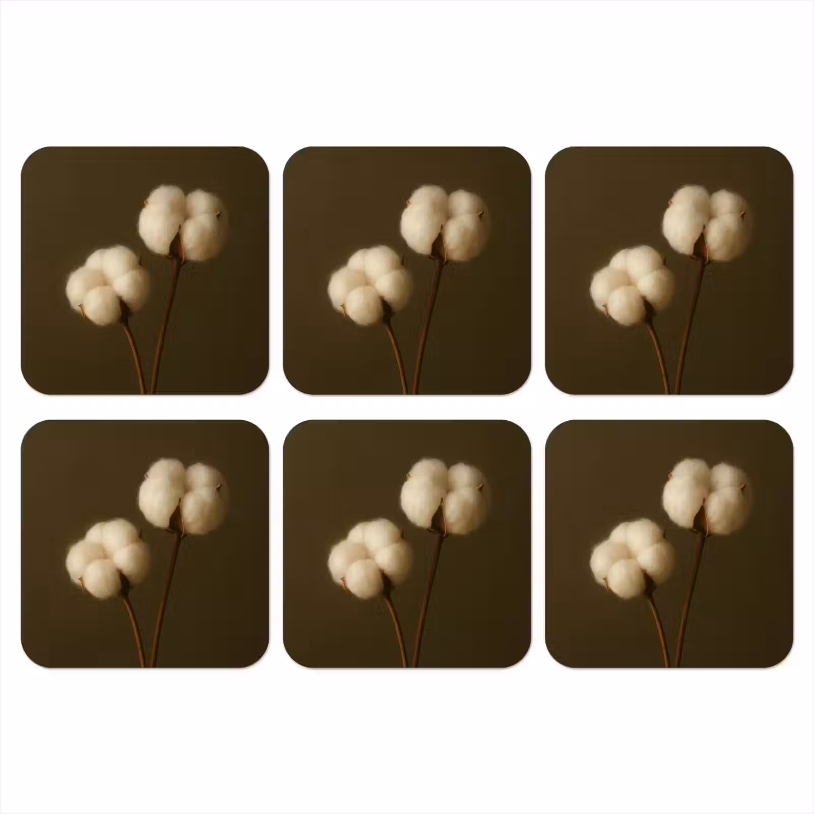 Onderzetter - Takken - Katoen - Wit - Bollen — 1