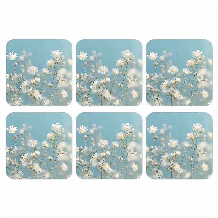 Onderzetter - Stängel – Blumen – Luft – Weiß — 1