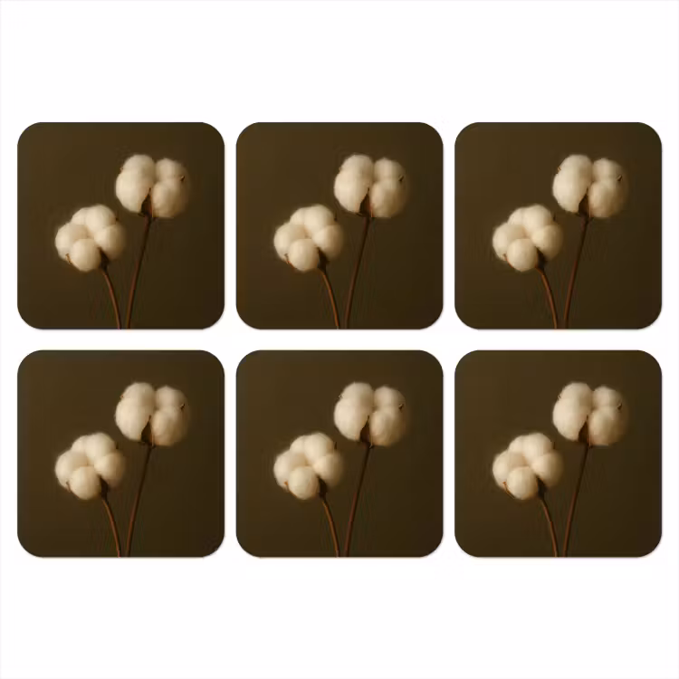 Onderzetter - Takken - Katoen - Wit - Bollen — 1
