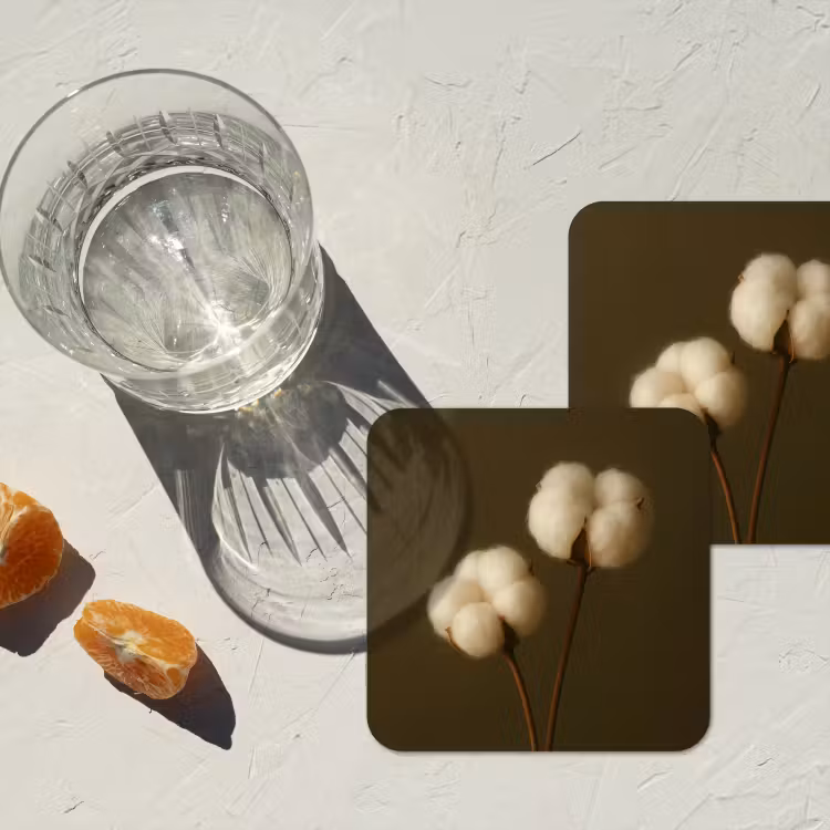 Onderzetter - Takken - Katoen - Wit - Bollen — 3