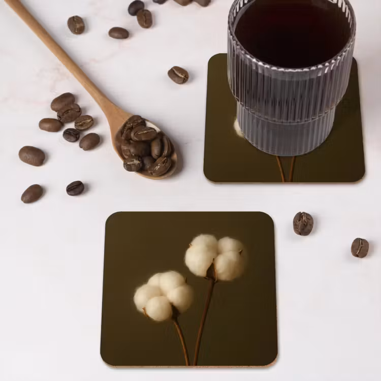 Onderzetter - Takken - Katoen - Wit - Bollen — 4