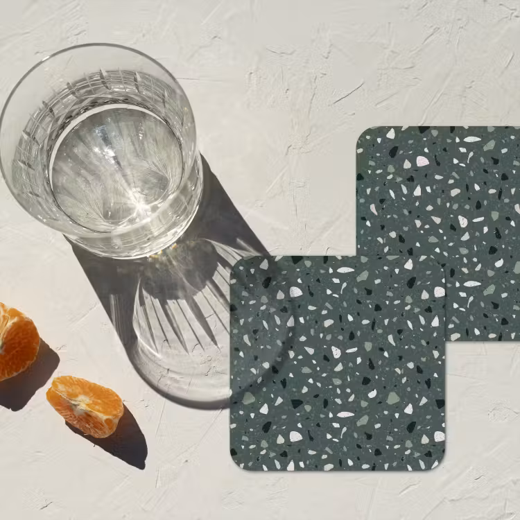 Onderzetter - Terrazzo - Patroon - Kleurrijk - Groen — 3