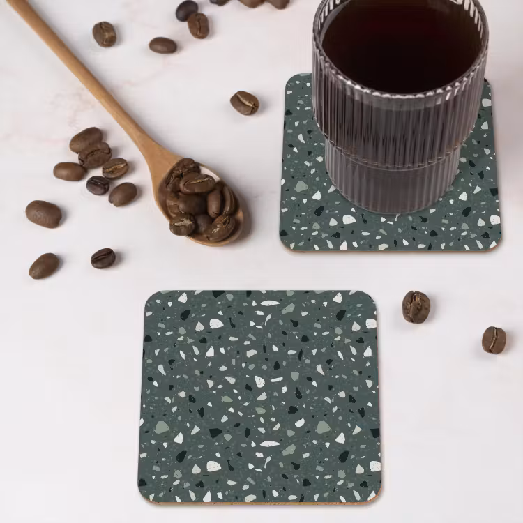 Onderzetter - Terrazzo - Patroon - Kleurrijk - Groen — 4