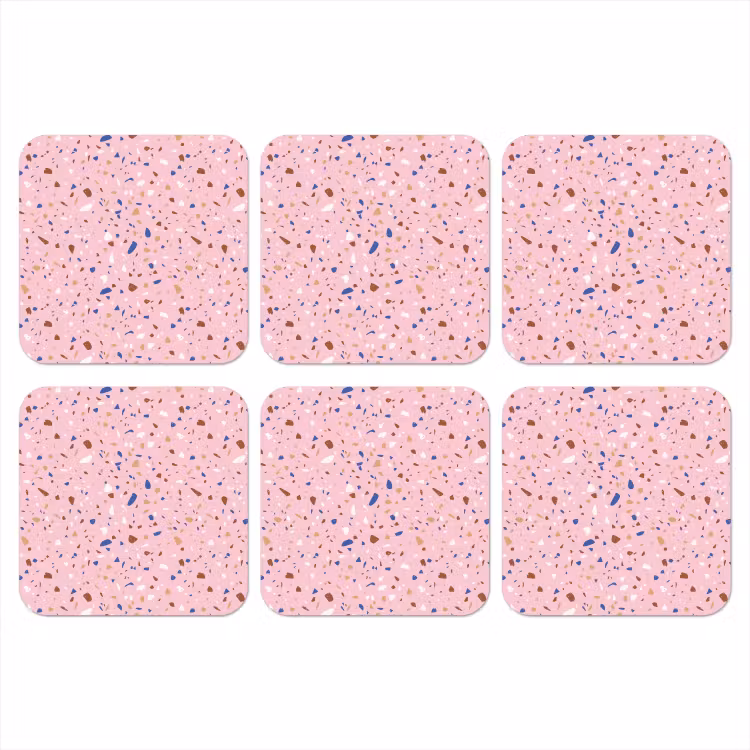 Onderzetter - Terrazzo - Patroon - Kleurrijk - Roze — 1
