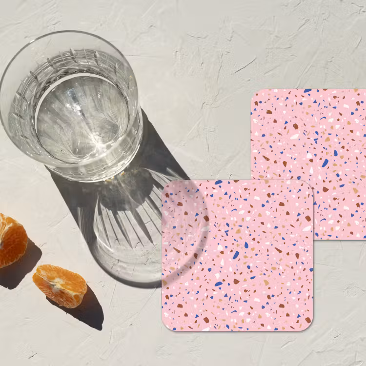 Onderzetter - Terrazzo - Patroon - Kleurrijk - Roze — 3