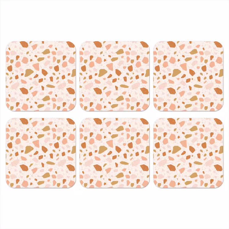 Onderzetter - Terrazzo - Patroon - Kleurrijk - Zalm — 1
