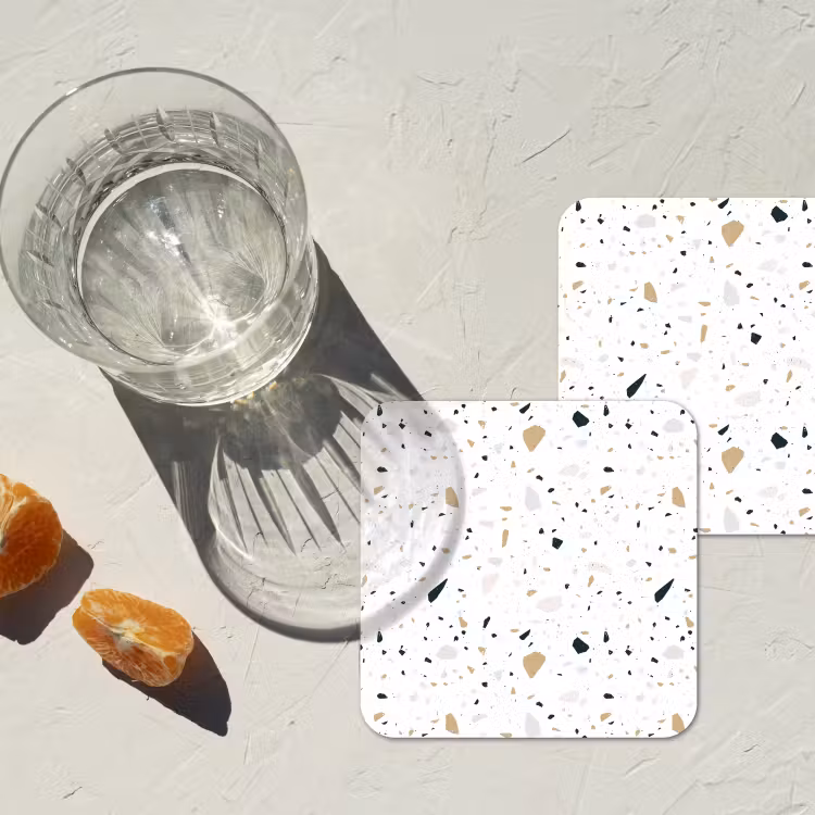 Onderzetter - Terrazzo - Patroon - Wit - Neutraal — 3