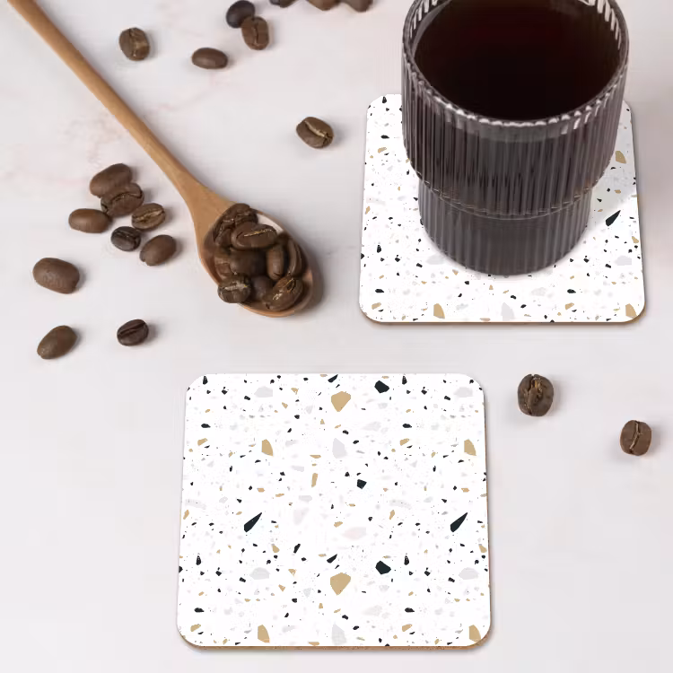 Onderzetter - Terrazzo - Patroon - Wit - Neutraal — 4