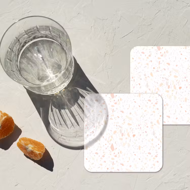 Onderzetter​ - Terrazzo -  Patroon - Wit - Perzik — 3