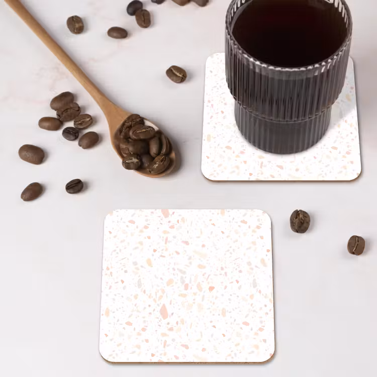 Onderzetter​ - Terrazzo -  Patroon - Wit - Perzik — 4