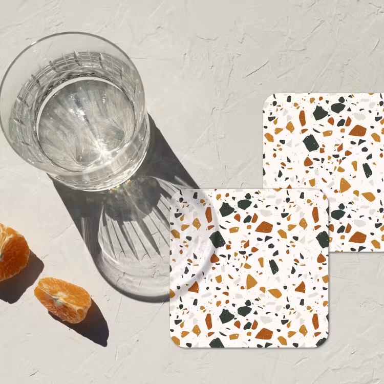 Onderzetter - Terrazzo - Patroon - Wit - Terra — 3