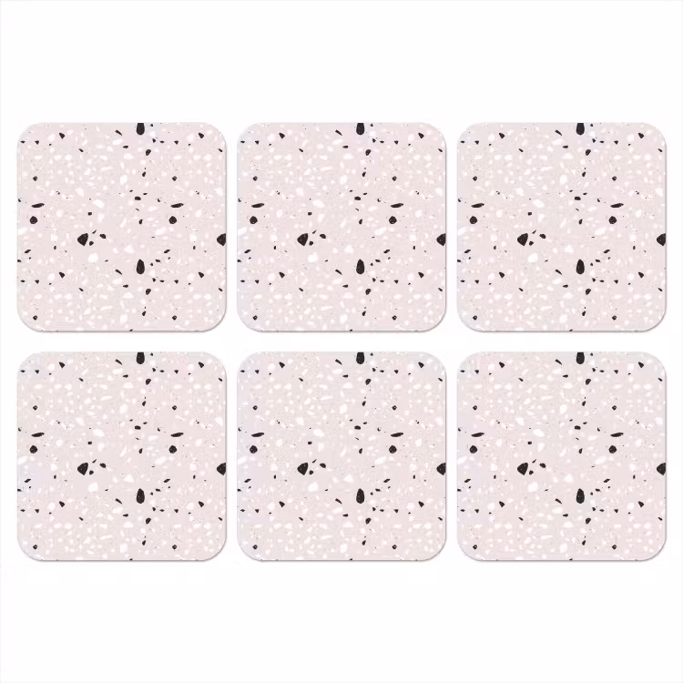 Onderzetter - Terrazzo - Patroon - Zacht - Zwart - Wit — 1