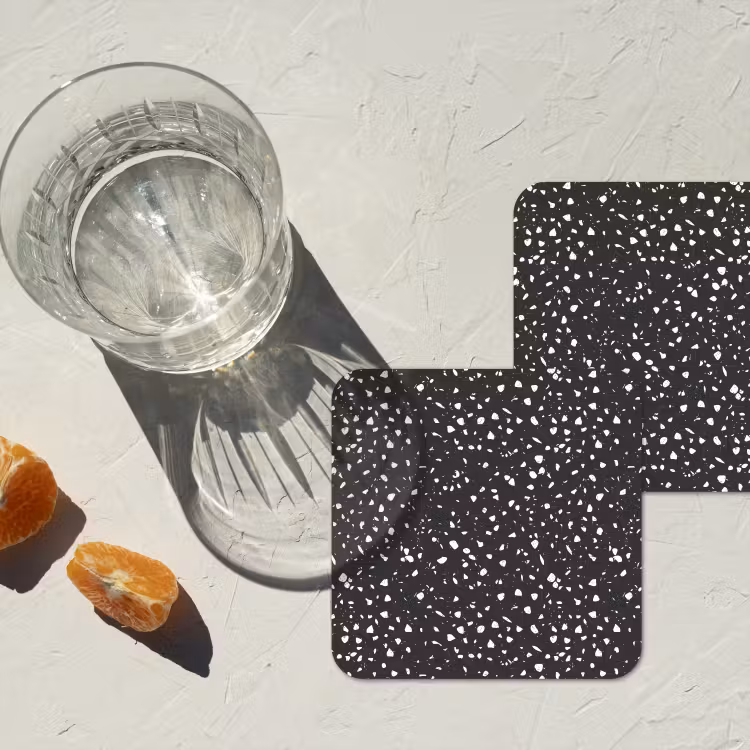 Onderzetter - Terrazzo - Patroon - Zwart - Wit — 3