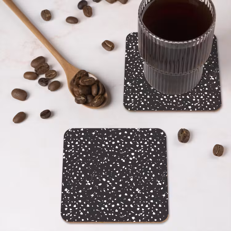 Onderzetter - Terrazzo - Patroon - Zwart - Wit — 4