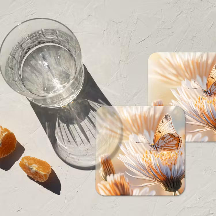 Onderzetter - Vlinder - Bloem - Oranje — 3