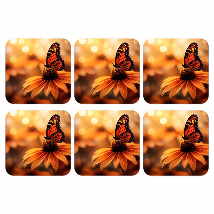 Onderzetter - Vlinder - Bloemen - Oranje — 1