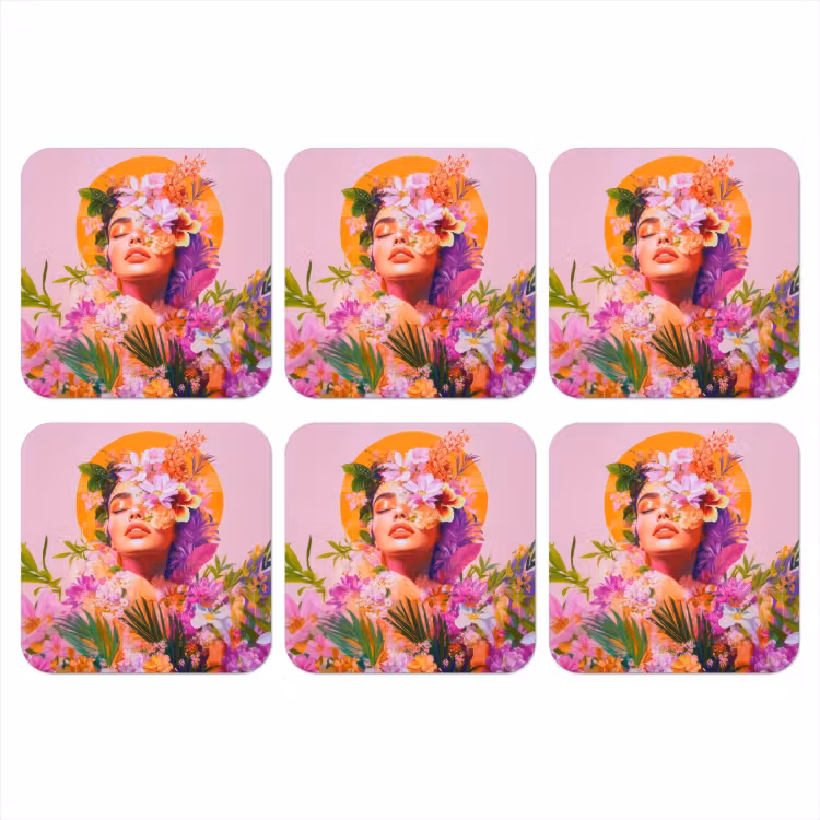 Onderzetter - Vrouw - Abstract - Cirkel - Bloemen — 1