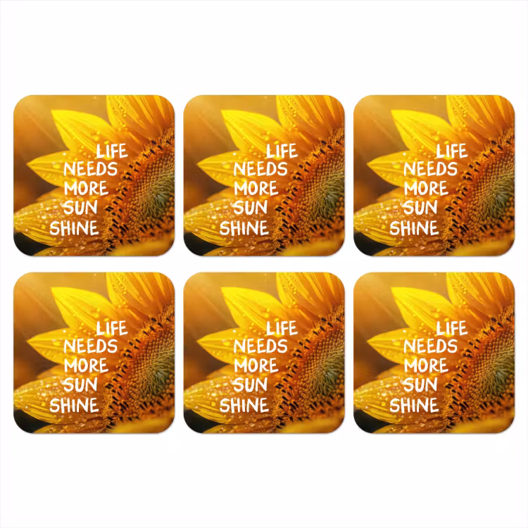 Onderzetter - Zonnebloem - Close up - Geel - Quote — 1