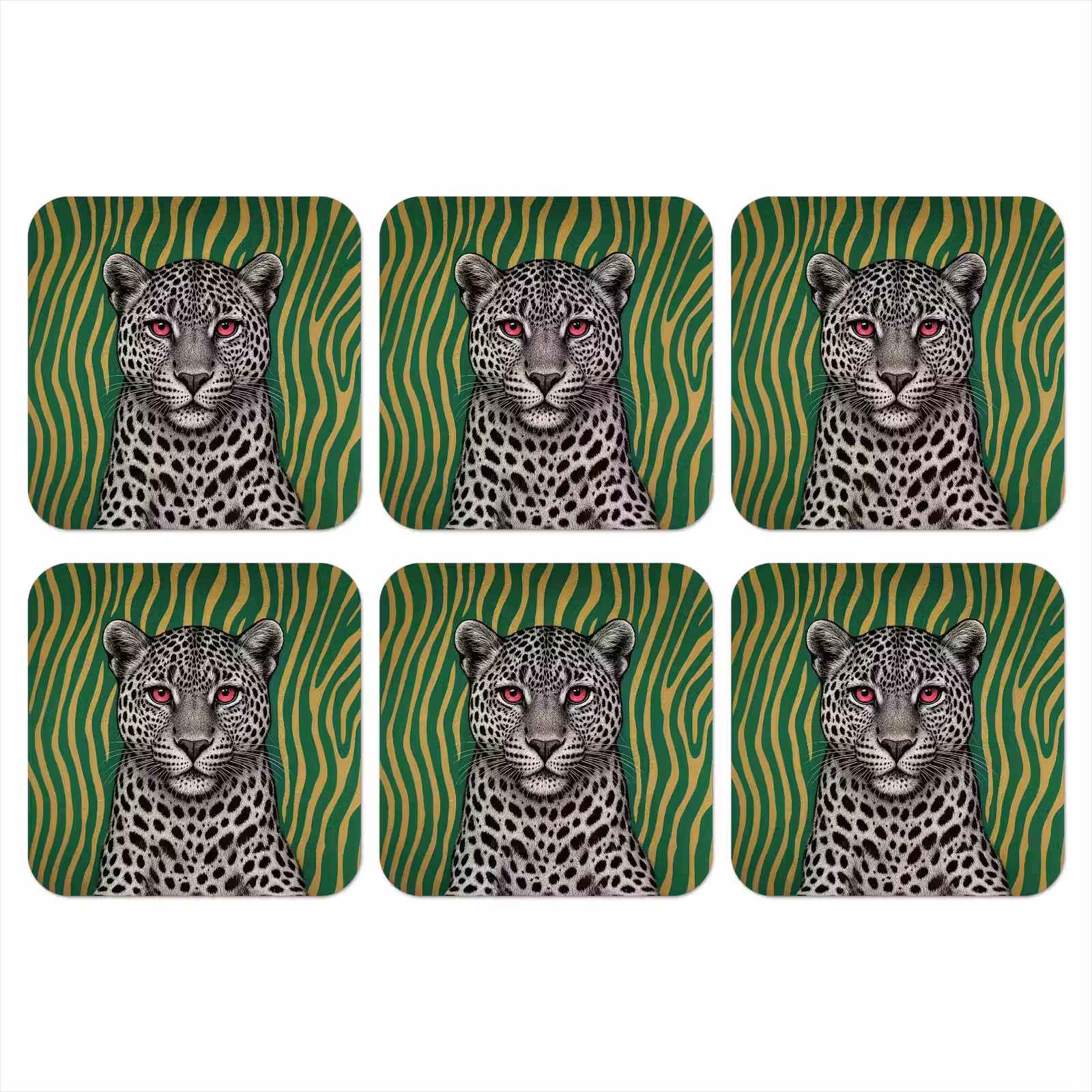 Onderzetter - Panter - Zebrapatroon - Groen — 1