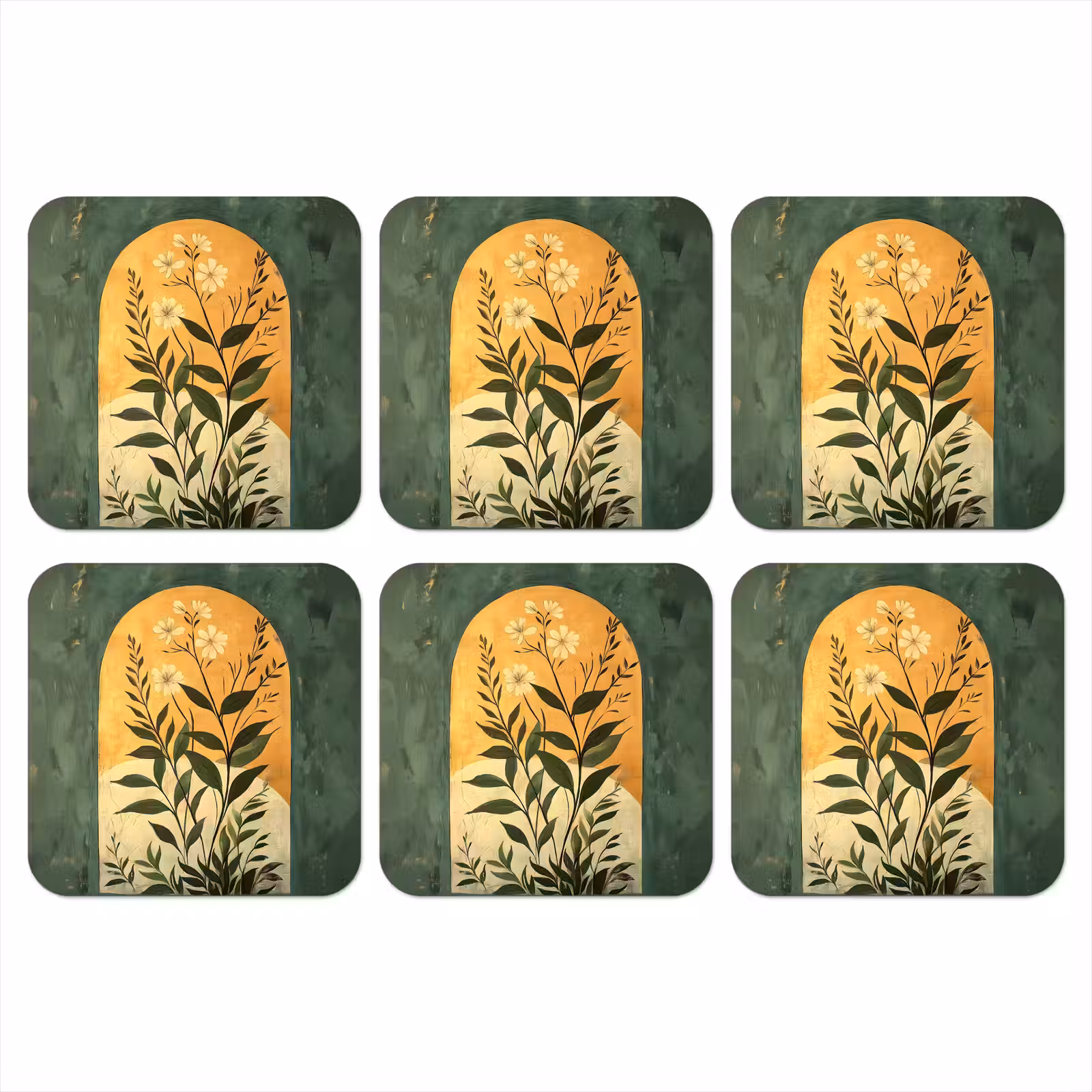 Onderzetter - Plant - Bloemen - Wit — 1