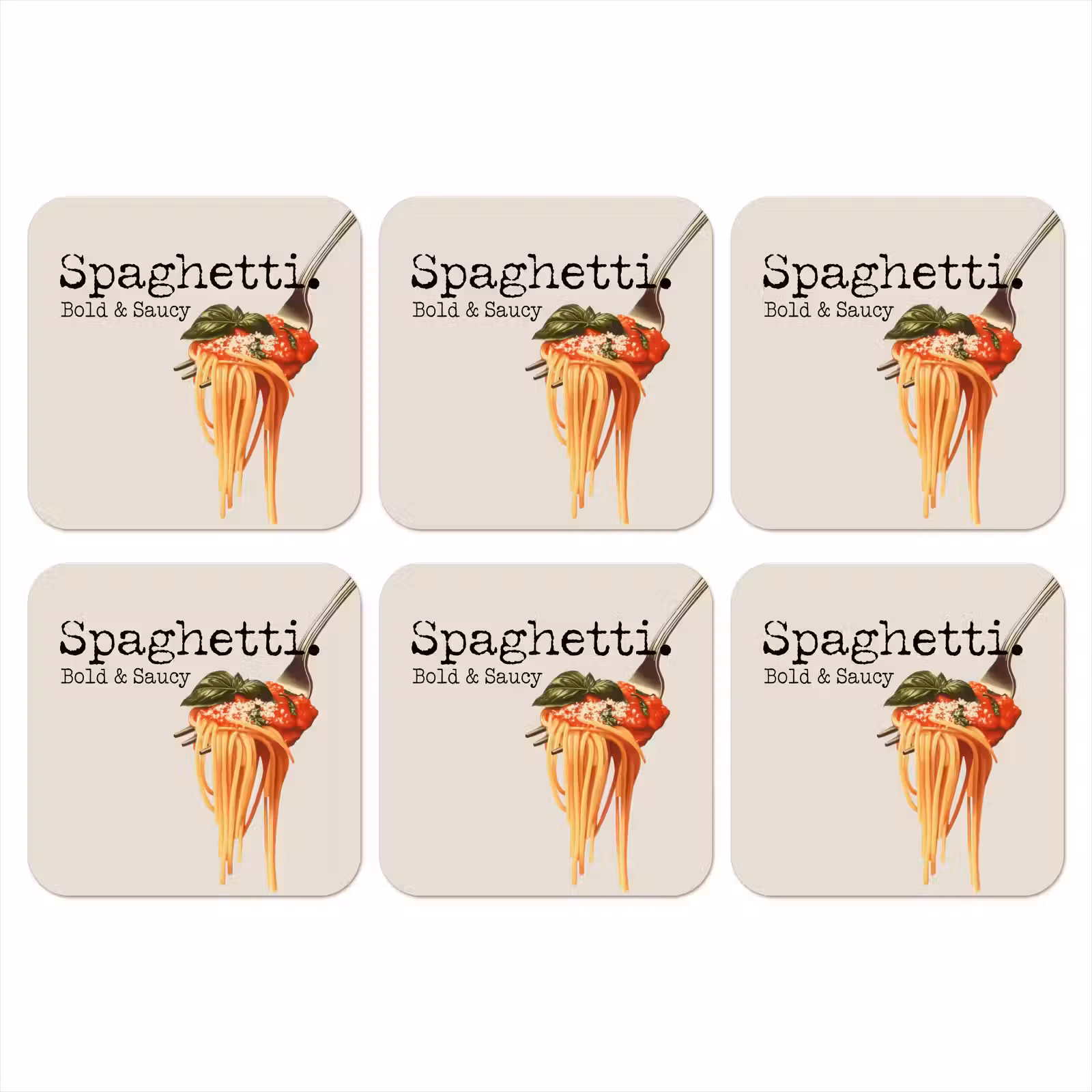 Onderzetter - Spaghetti - tomatensaus - Parmezaanse kaas — 1