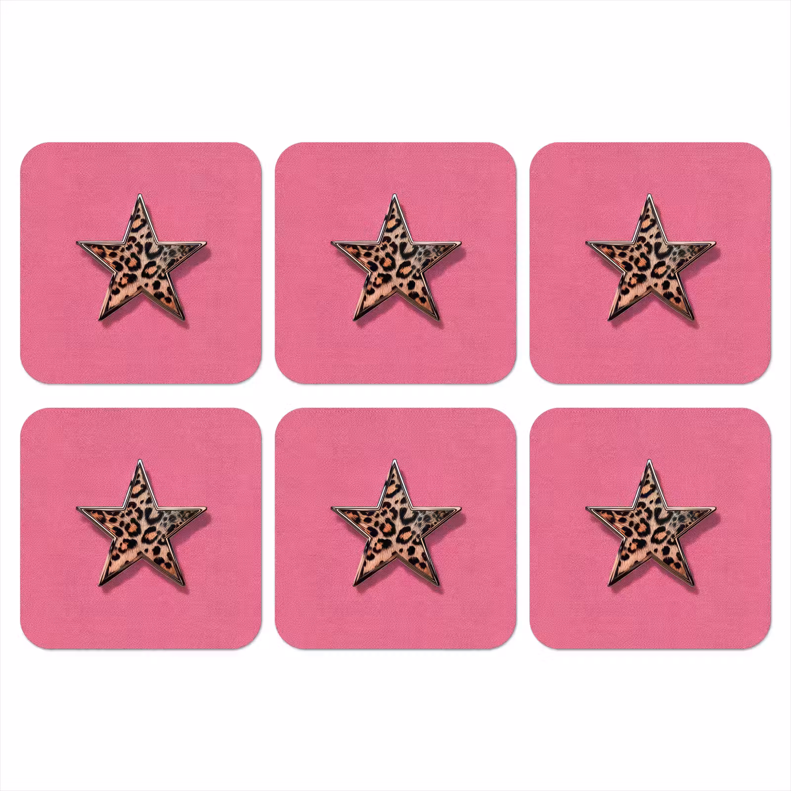 Onderzetter - Ster - Luipaard - Print - Roze — 1