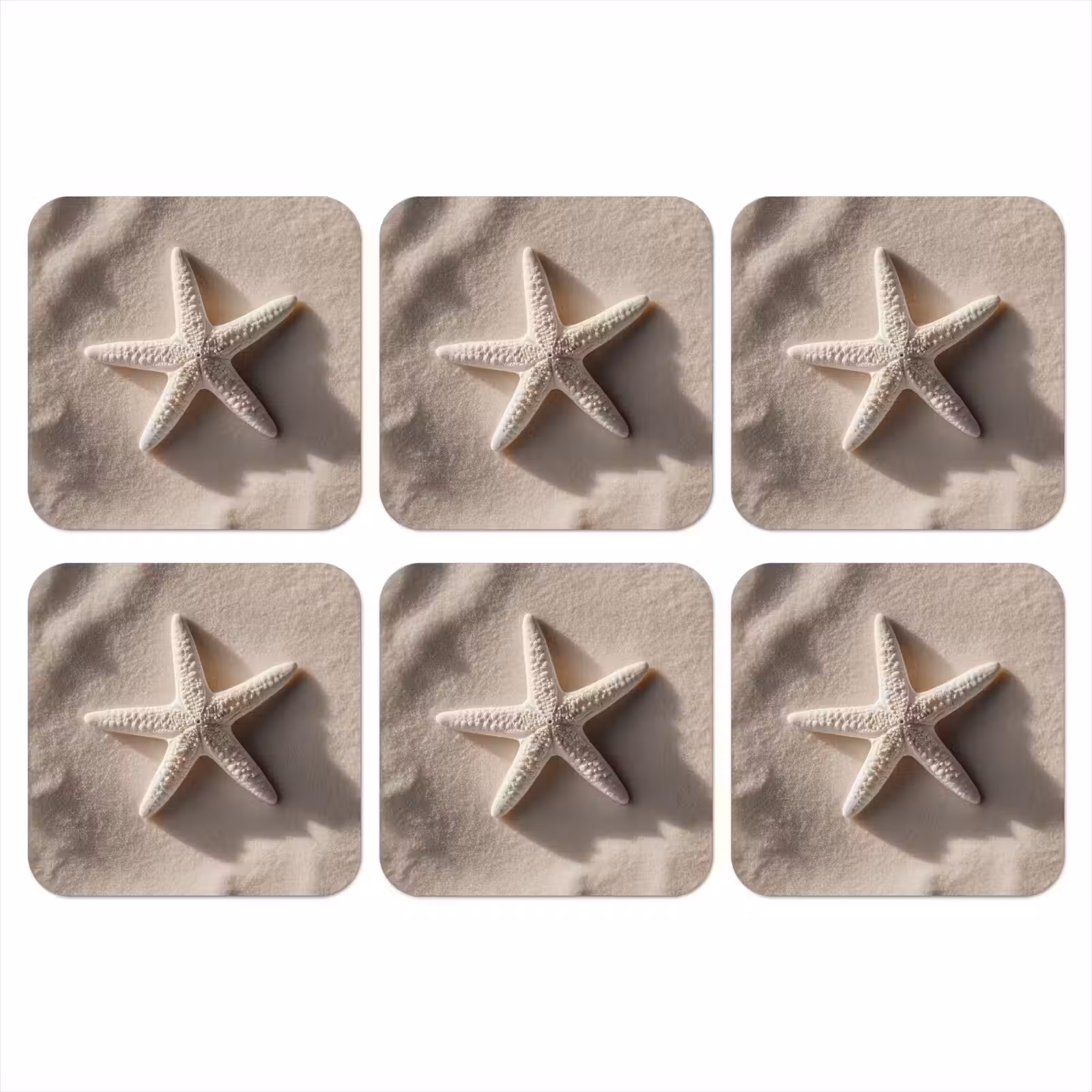 Onderzetter - Strand - Zeester - Zand - Beige — 1