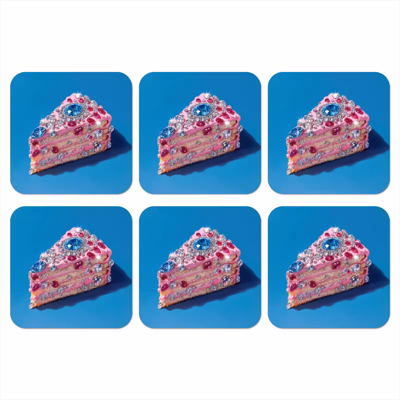 Onderzetter - Taart - Edelstenen - Glitters - Roze — 1