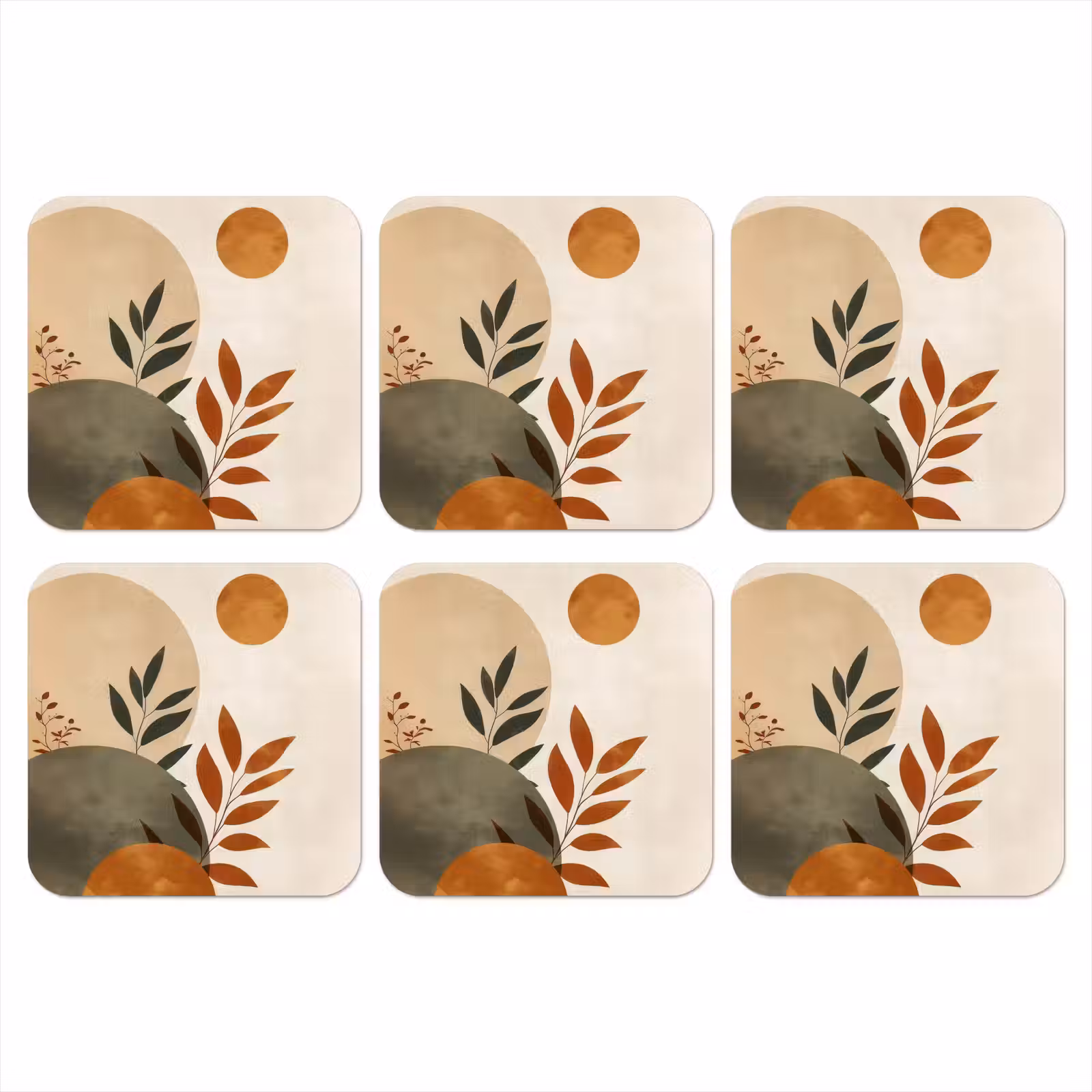 Onderzetter - Vormen - Rond - Bladeren - Beige — 1