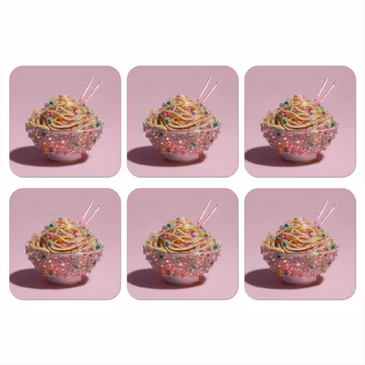 Onderzetter - Noodles - Edelstenen - Stokjes - Roze — 1