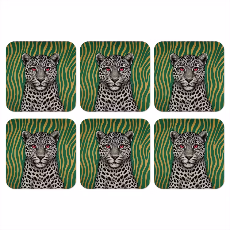 Onderzetter - Panter - Zebrapatroon - Groen — 1